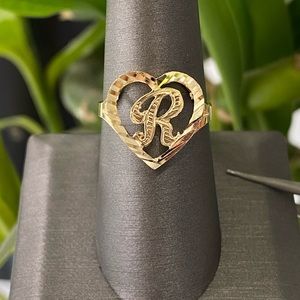 10K Yellow Gold Initial "R" Ring